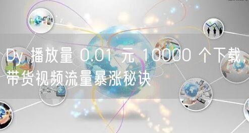 Dy 播放量 0.01 元 10000 个下载，带货视频流量暴涨秘诀