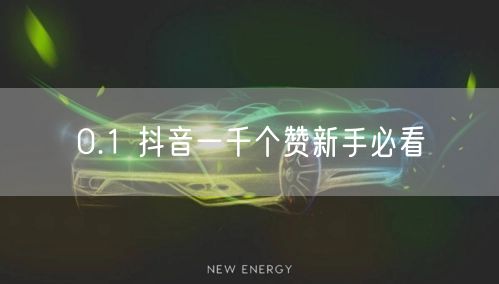 0.1 抖音一千个赞新手必看