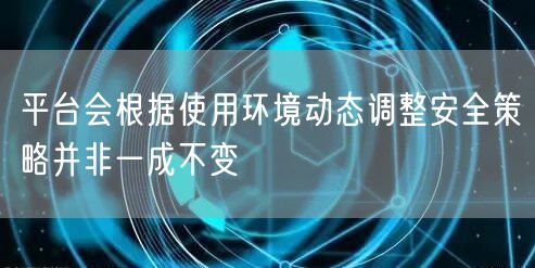 平台会根据使用环境动态调整安全策略并非一成不变