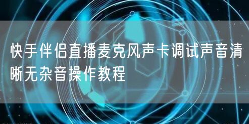 快手伴侣直播麦克风声卡调试声音清晰无杂音操作教程