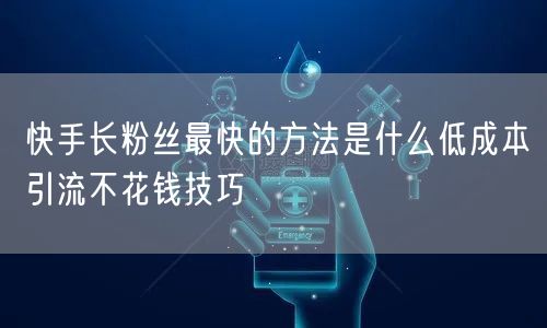 快手长粉丝最快的方法是什么低成本引流不花钱技巧