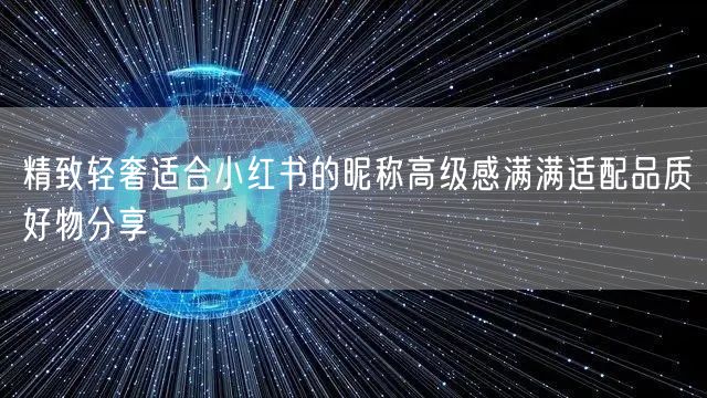 精致轻奢适合小红书的昵称高级感满满适配品质好物分享