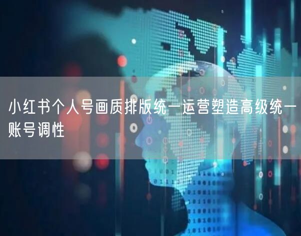 小红书个人号画质排版统一运营塑造高级统一账号调性