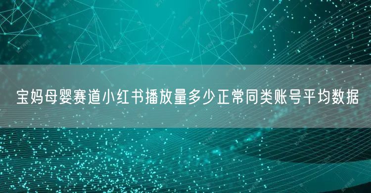 宝妈母婴赛道小红书播放量多少正常同类账号平均数据