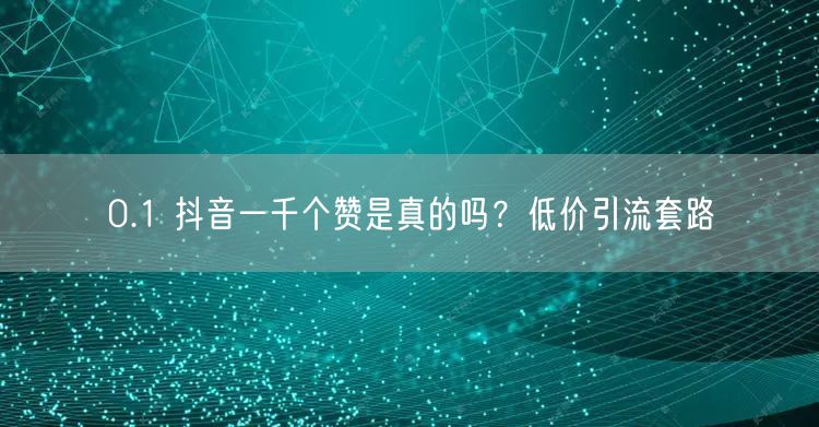 0.1 抖音一千个赞是真的吗？低价引流套路