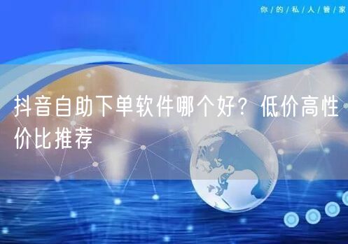 抖音自助下单软件哪个好？低价高性价比推荐