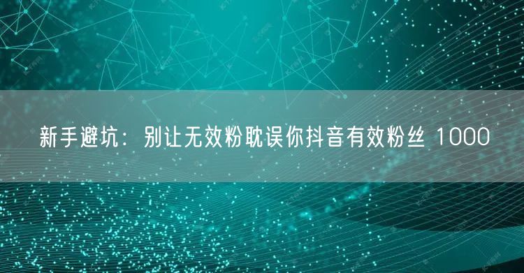 新手避坑：别让无效粉耽误你抖音有效粉丝 1000