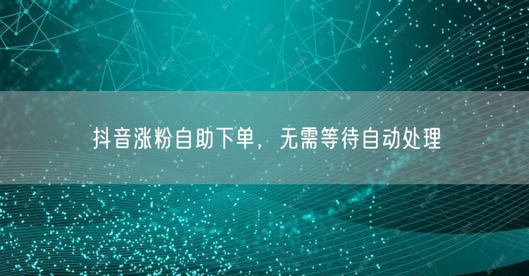 抖音涨粉自助下单，无需等待自动处理