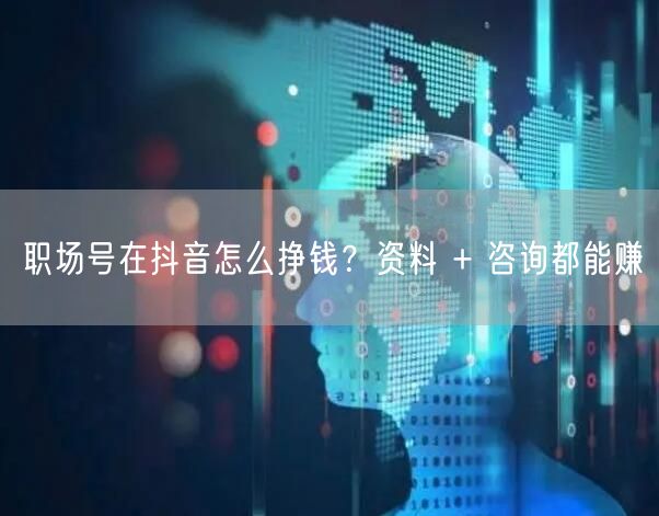 职场号在抖音怎么挣钱？资料 + 咨询都能赚
